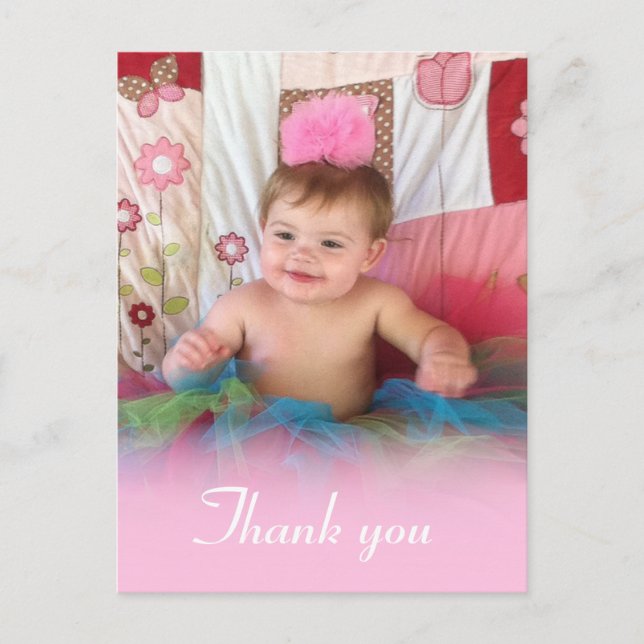 Pink Cotton Candy: Picture Thank You Postcard (Front)