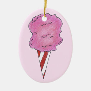 Pink Cotton Candy Spun Sugar Candyfloss Carnival Ceramic Ornament