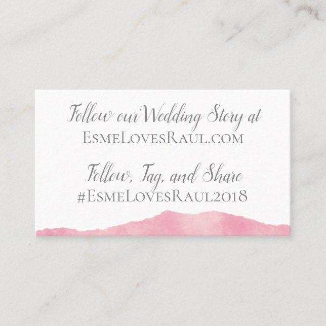 Pink Cotton Candy Watercolor Wedding Info Card (Front)