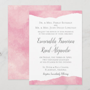 Pink Cotton Candy Watercolor Wedding Invitation