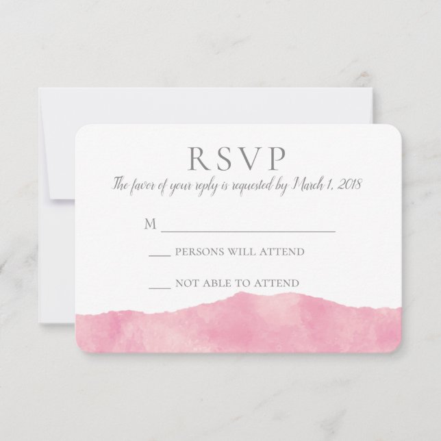 Pink Cotton Candy Watercolor Wedding RSVP (Front)