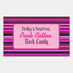 Pink Cotton candyfloss rock candy label