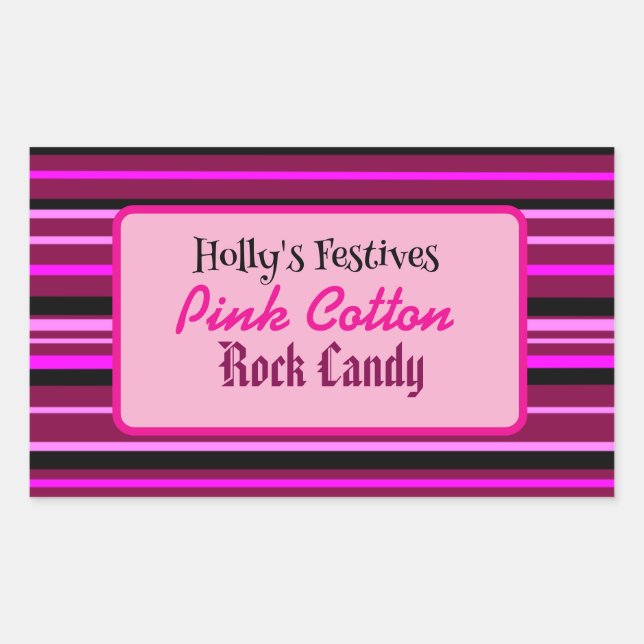 Pink Cotton candyfloss rock candy label (Front)