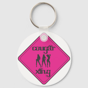 Pink Cougar Crossing 3 Ladies Keychain