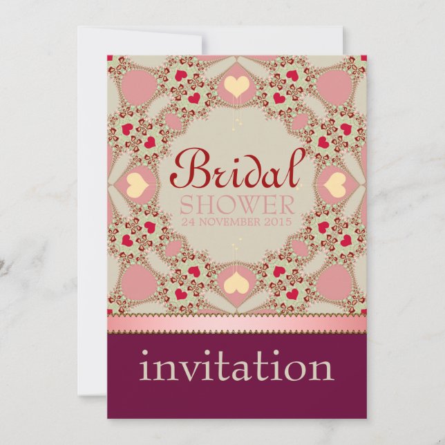 Pink Country Hearts Bridal Shower Party Invitation (Front)