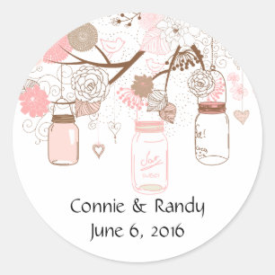 Pink Country Mason Jar Stickers
