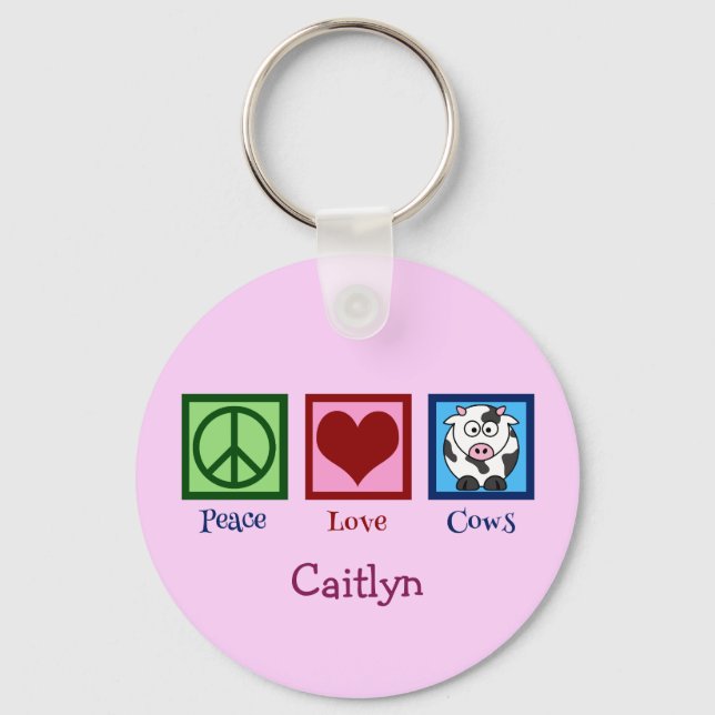 Pink Cow Cute Custom Keychain (Front)