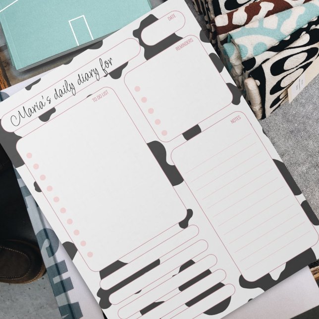 Pink Cow Daily Planner Notes and To Do List (Creator Uploaded)