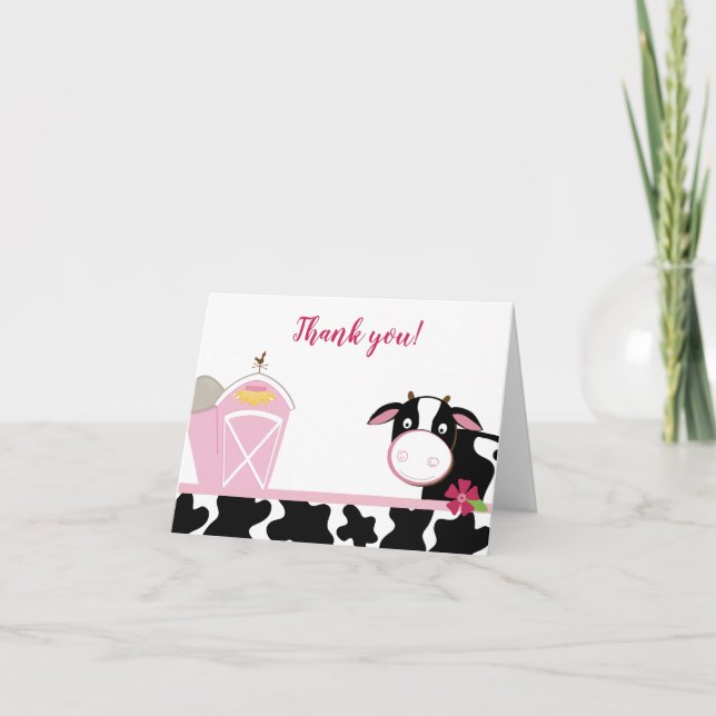 Pink Cow Girl Dairy Cows Farm Merci Notes (Devant)