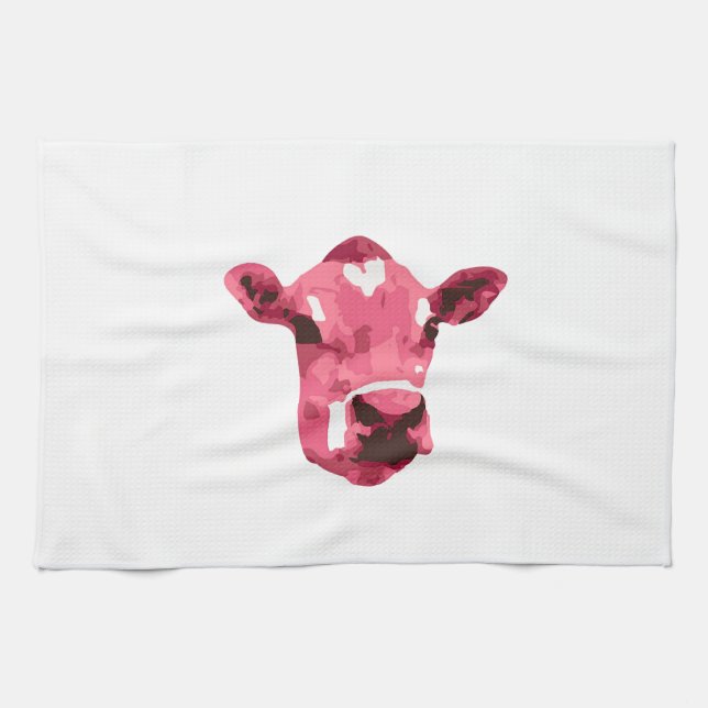 Pink cow kitchen towel (Horizontal)