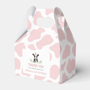 Pink Cow Pattern Favor Box