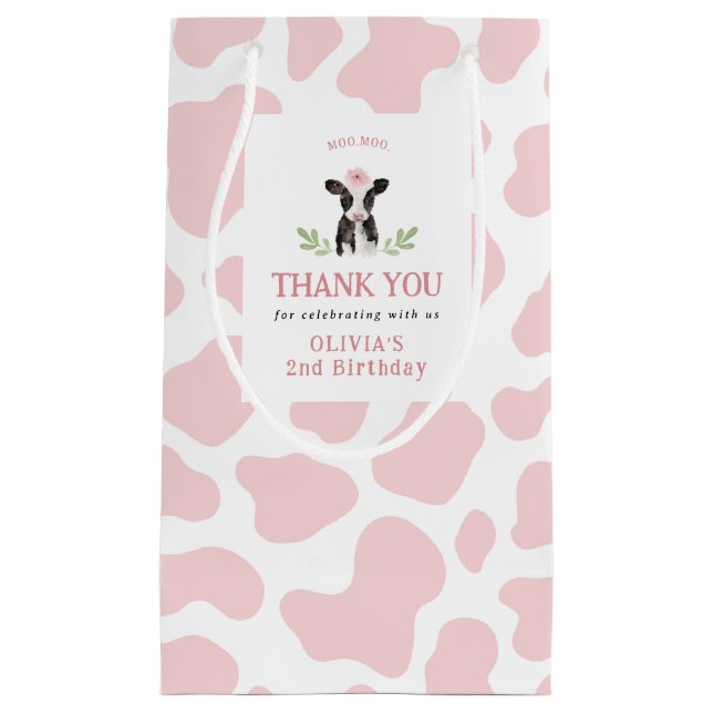 Pink Cow Pattern Gift Bag (Front)