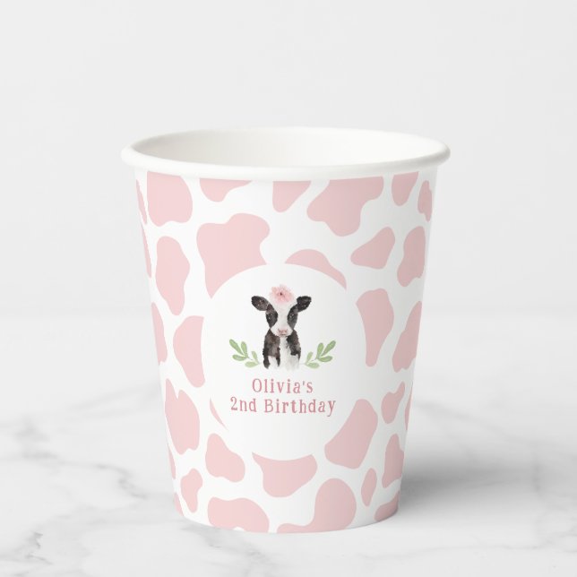 Pink Cow Pattern Paper Cups (Front)