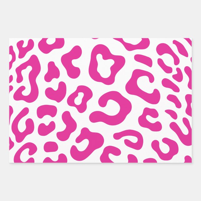 pink cow print pastel leopard animal pattern wrapping paper sheet (Front)