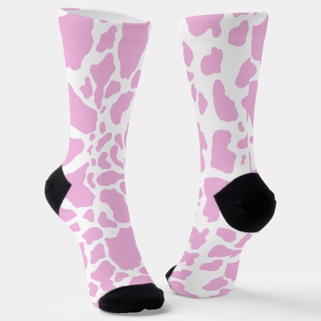 Pink Cow Print Socks (Angled)