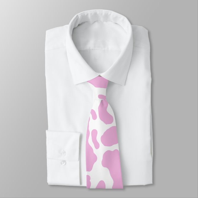 Pink Cow Print Tie (Tied)