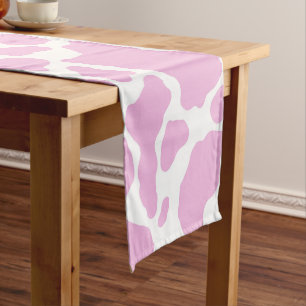 Pink Cow Spots Animal Print Pattern Short Table Runner