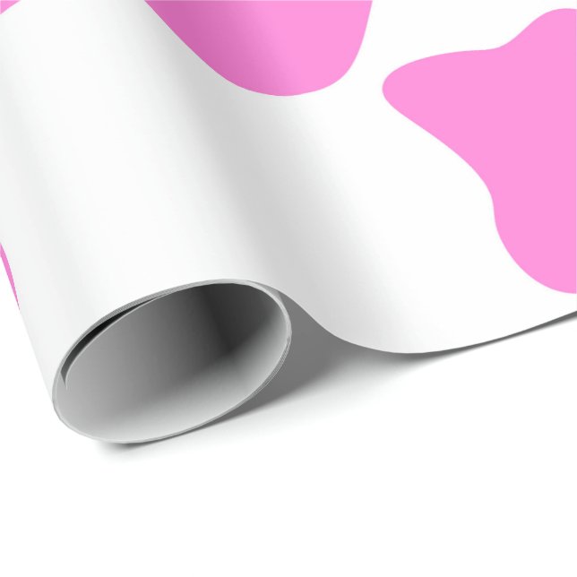 Pink cow spots pattern, animal fur print in pastel wrapping paper (Roll Corner)