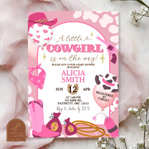 Pink Cowboy Baby Shower Girl Invitation