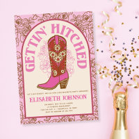 Pink Cowboy Boot Gettin' Hitched Bachelorette 