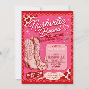 Pink Cowboy Boots Weekend Bachelorette Invitation