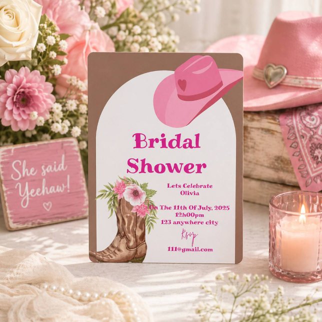 pink cowboy bridal shower invitation (Creator Uploaded)