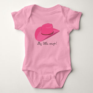 Pink cowboy hat baby bodysuit