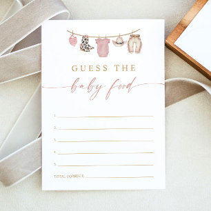 Pink Cowgirl Baby Food Baby Shower Game Card