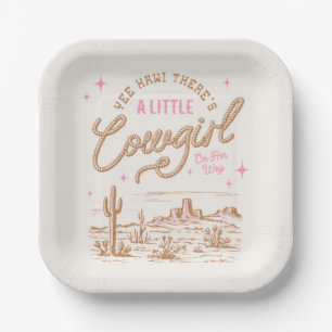 Pink Cowgirl Baby Shower Paper Plates