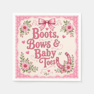 Pink Cowgirl Baby Shower Paper Plates | Boots Bows Napkin