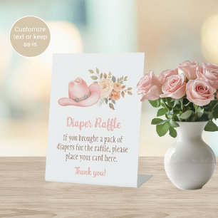 Pink Cowgirl Baby Shower Theme Diaper Raffle Sign