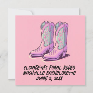 Pink Cowgirl Bachelorette Coquette Boots  Invitation