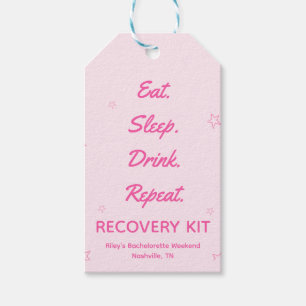 Pink Cowgirl Bachelorette Recovery Kit Tag