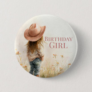 Pink Cowgirl Birthday | Farm Theme 1st  2 Inch Round Button