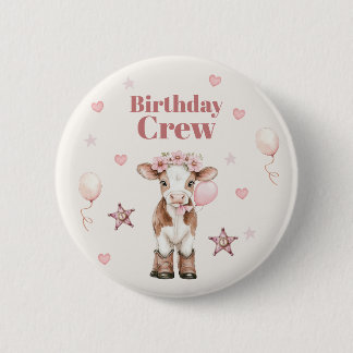 Pink Cowgirl Birthday | Farm Theme 1st 2 Inch Round Button