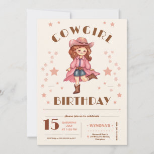 Pink Cowgirl Birthday Invitation