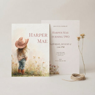 Pink Cowgirl Birthday Invitation   Farm Theme