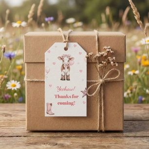 Pink Cowgirl Birthday Invitation Farm Theme 1st Gift Tags