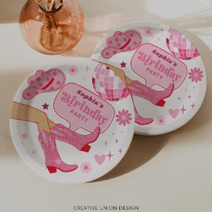Pink Cowgirl Birthday Party Let's Go Girls Party Paper Plate
