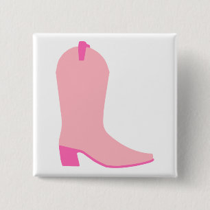 Pink Cowgirl Boot 2 Inch Square Button