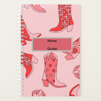 Pink Cowgirl Boot Spiral Bound  Planner
