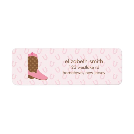Pink Cowgirl Boot Western Return Address Label