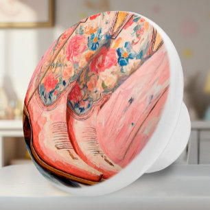 Pink Cowgirl Boots Ceramic Knob