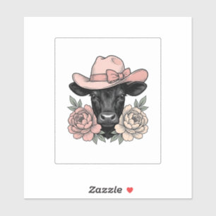 Pink Cowgirl Calf with Peonies Vintage Vector_1