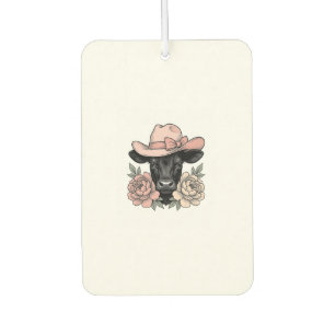 Pink Cowgirl Calf with Peonies Vintage Vector_1 Air Freshener