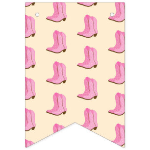 Pink Cowgirl Cowboy Boots Country Texas Ranch Bunting Flags