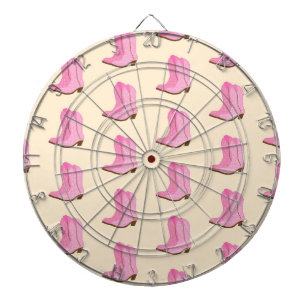 Pink Cowgirl Cowboy Boots Country Texas Ranch Dartboard