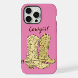 Pink Cowgirl Cowboy Boots iPhone 15 Pro Max Case
