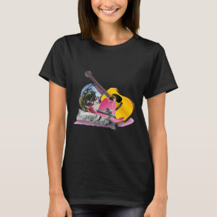 Pink Cowgirl Cowboy Hat Disco Ball Boots Guitar T-Shirt