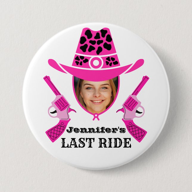 Pink Cowgirl Custom Photo   3 Inch Round Button (Front)
